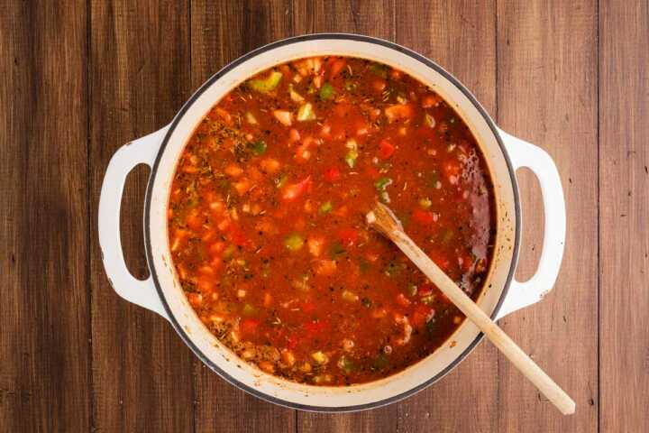 Soup is ready to simmer