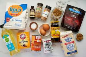 Gathering my groceries to make twilight pumpkin bread.