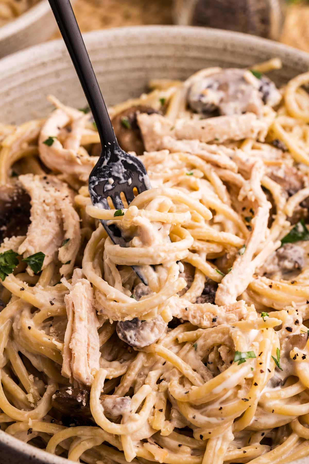 eating turkey tetrazzini