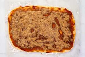 Cinnamon rolls before rolling up