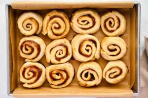 Apple butter cinnamon rolls before baking