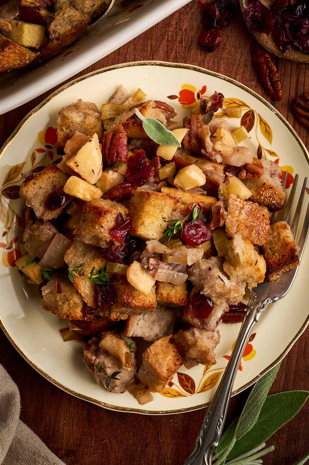 serving a platter of harvest dressing