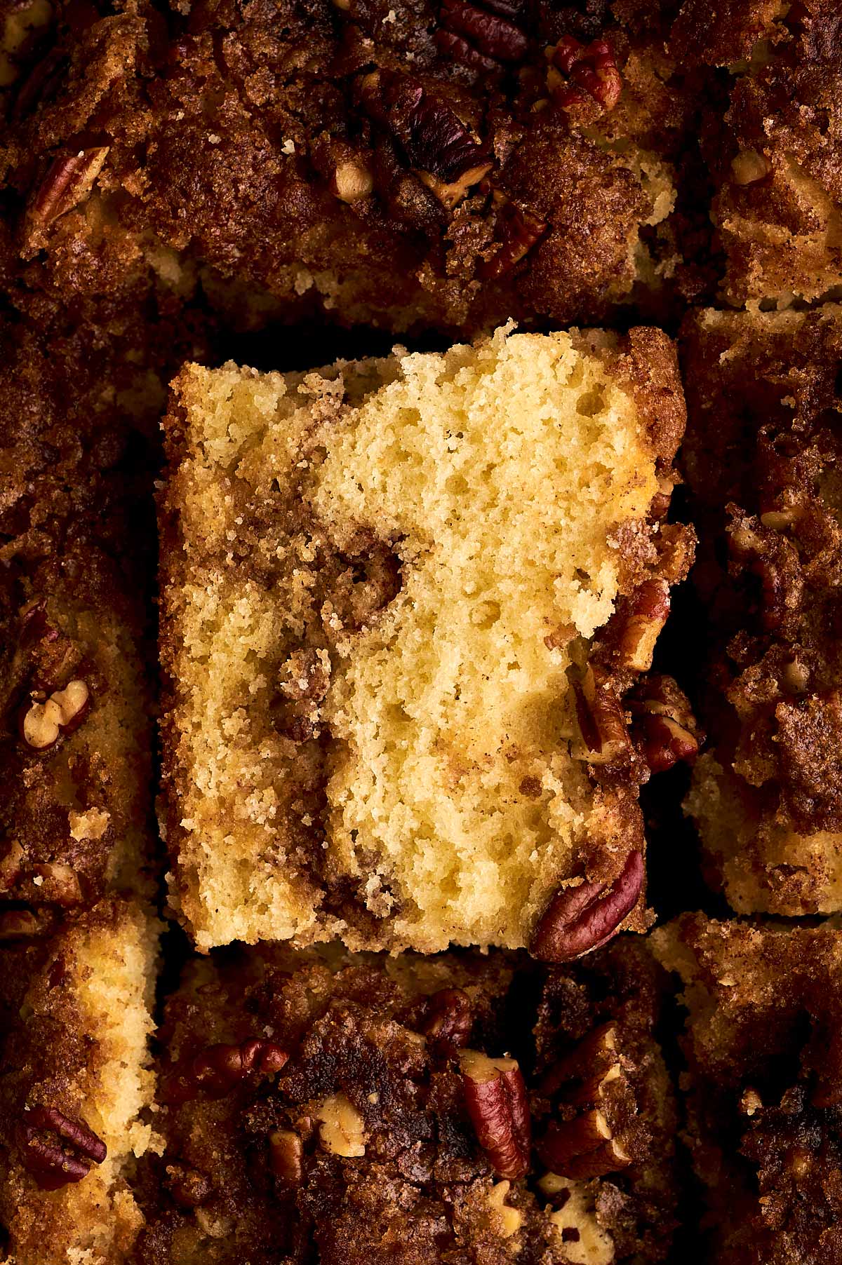 sliced pecan coffee cake