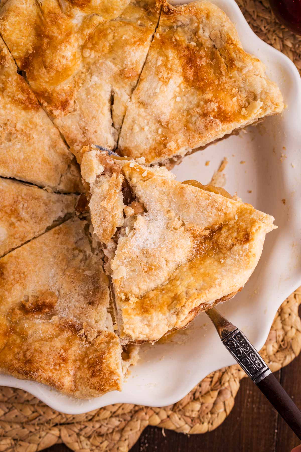 serving a slice of apple pie