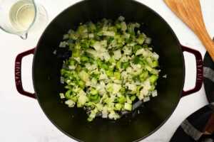 sautéing vegetables in dutch oven