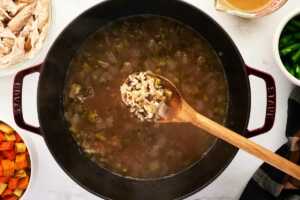 simmering wild rice soup