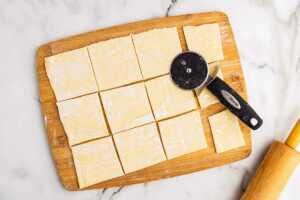 cutting puff pastry into squares
