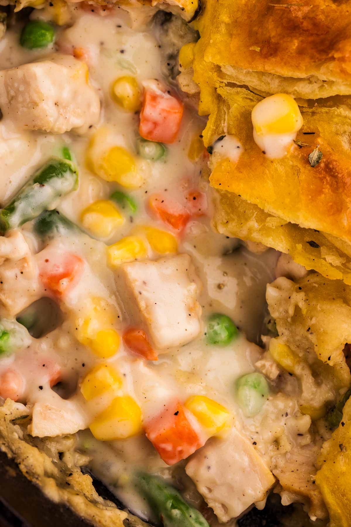 the filling of this turkey pot pie recipe is easy and yummy