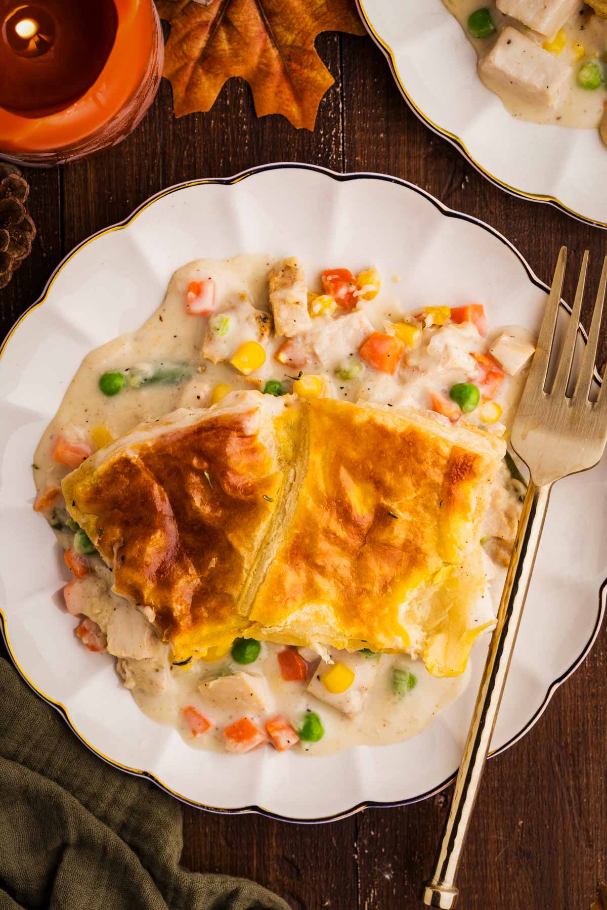 a plateful of turkey pot pie