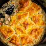 serving a pot pie made with leftover turkey