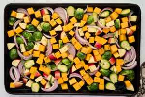 getting vegetables ready for roasting