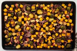 roasted vegetables with pecans