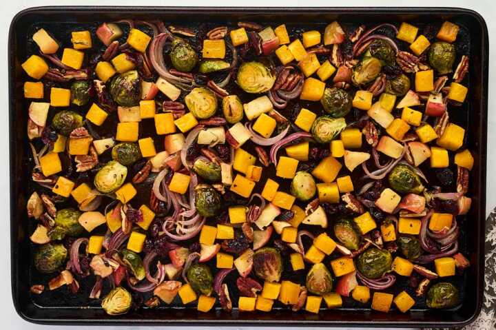 roasted vegetables with pecans