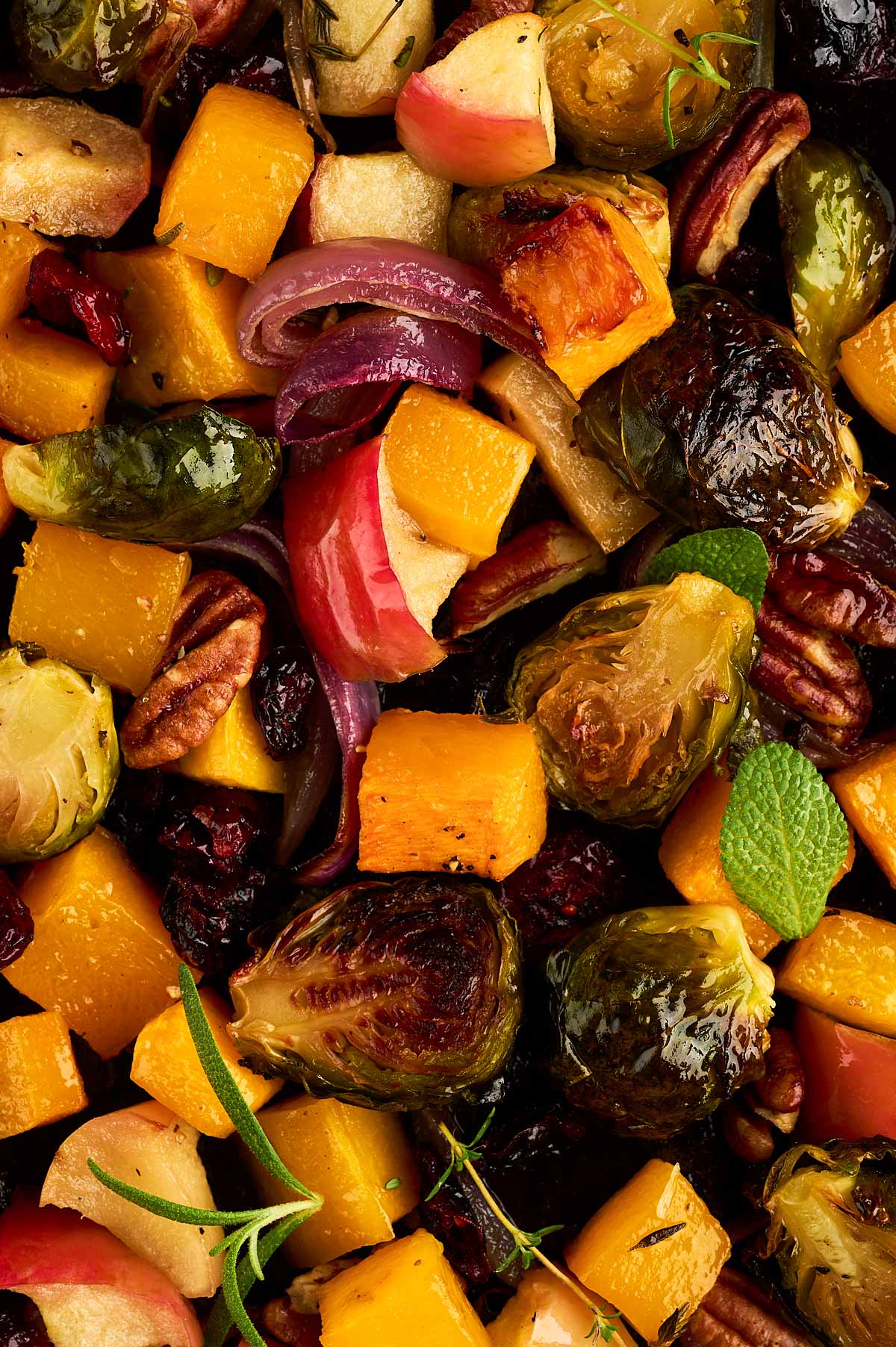 lovely close up texture of roasted vegetables
