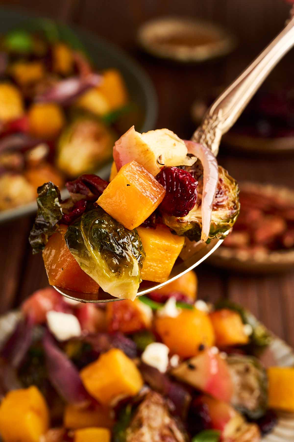 spoonful of roasted vegetables