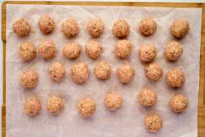 chicken meatballs ready to be baked