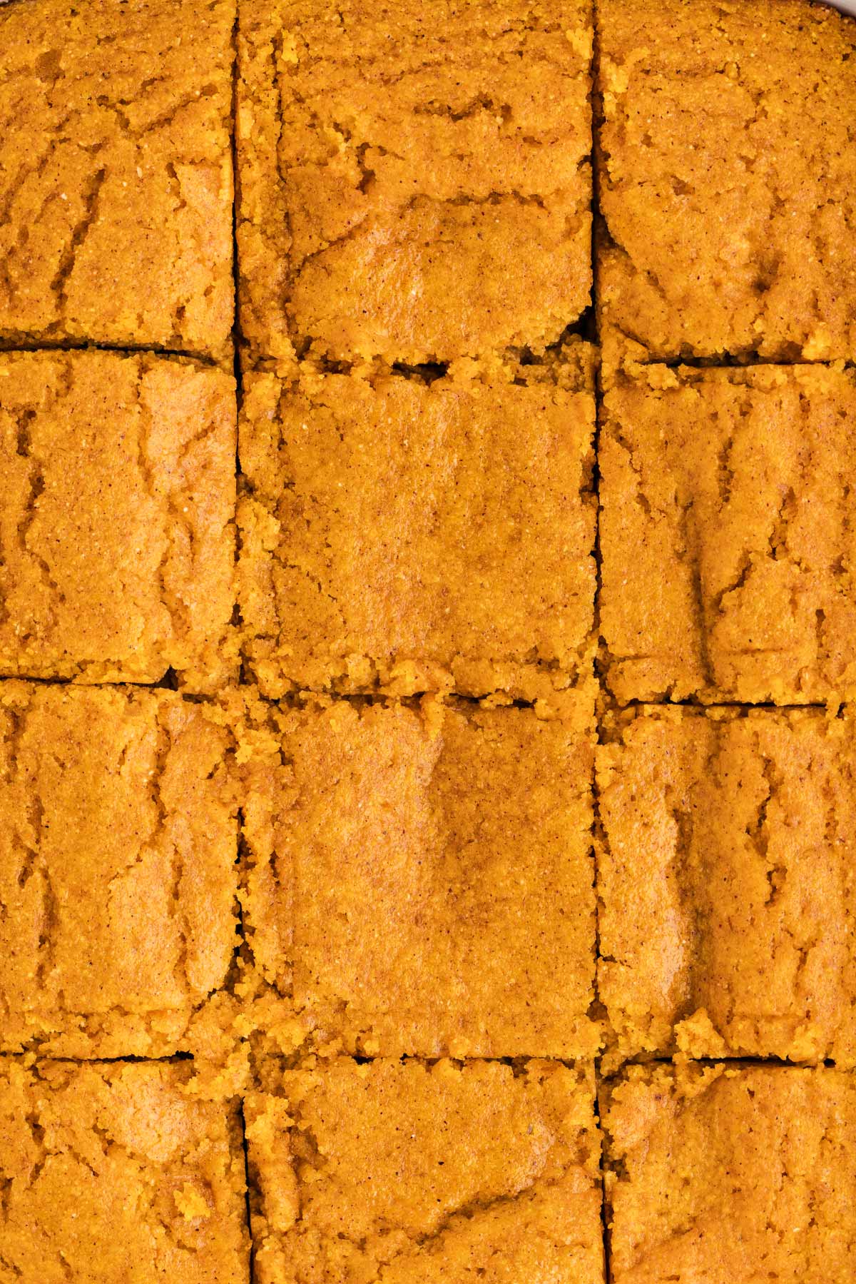 freshly cut pumpkin cornbread