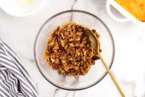 making pecan topping for sweet potato casserole