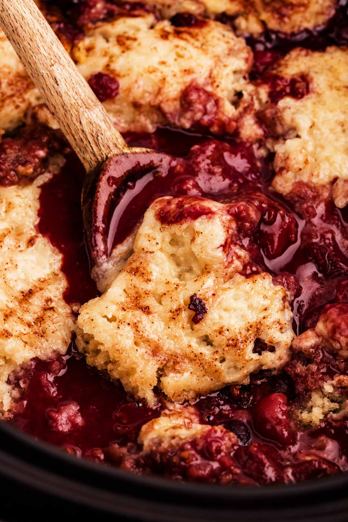 the texture of this slow cooker berry cobbler is amazing!