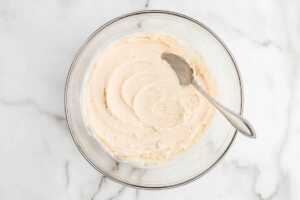 biscuit topping for cobbler being stirred
