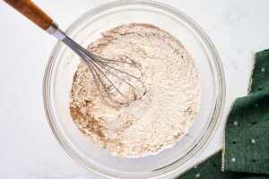 mixing the dry ingredients for cake