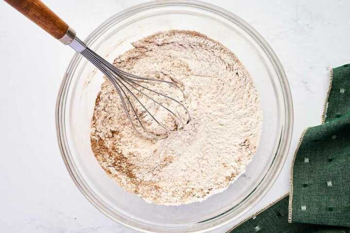 mixing the dry ingredients for cake
