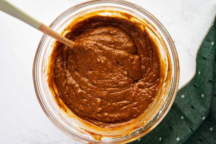 mixing batter for gingerbread cake
