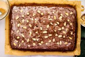 glazed gingerbread sheet cake