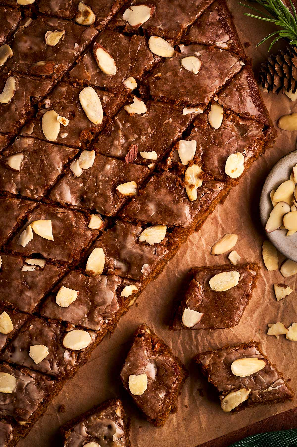 gingerbread cake cut into bite sized pieces