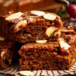 a stack of pumpkin gingerbread cake on a plate