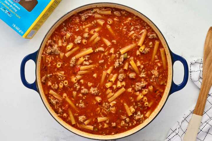 pizza baked ziti before baking