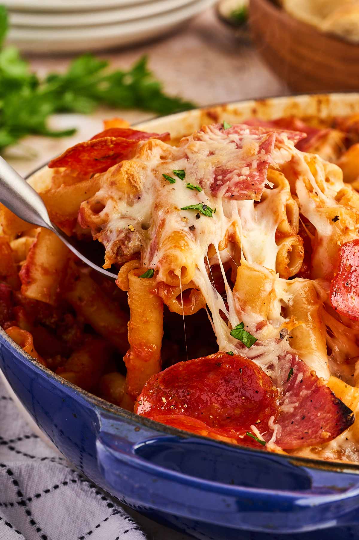 yummy and cheesy pizza baked ziti