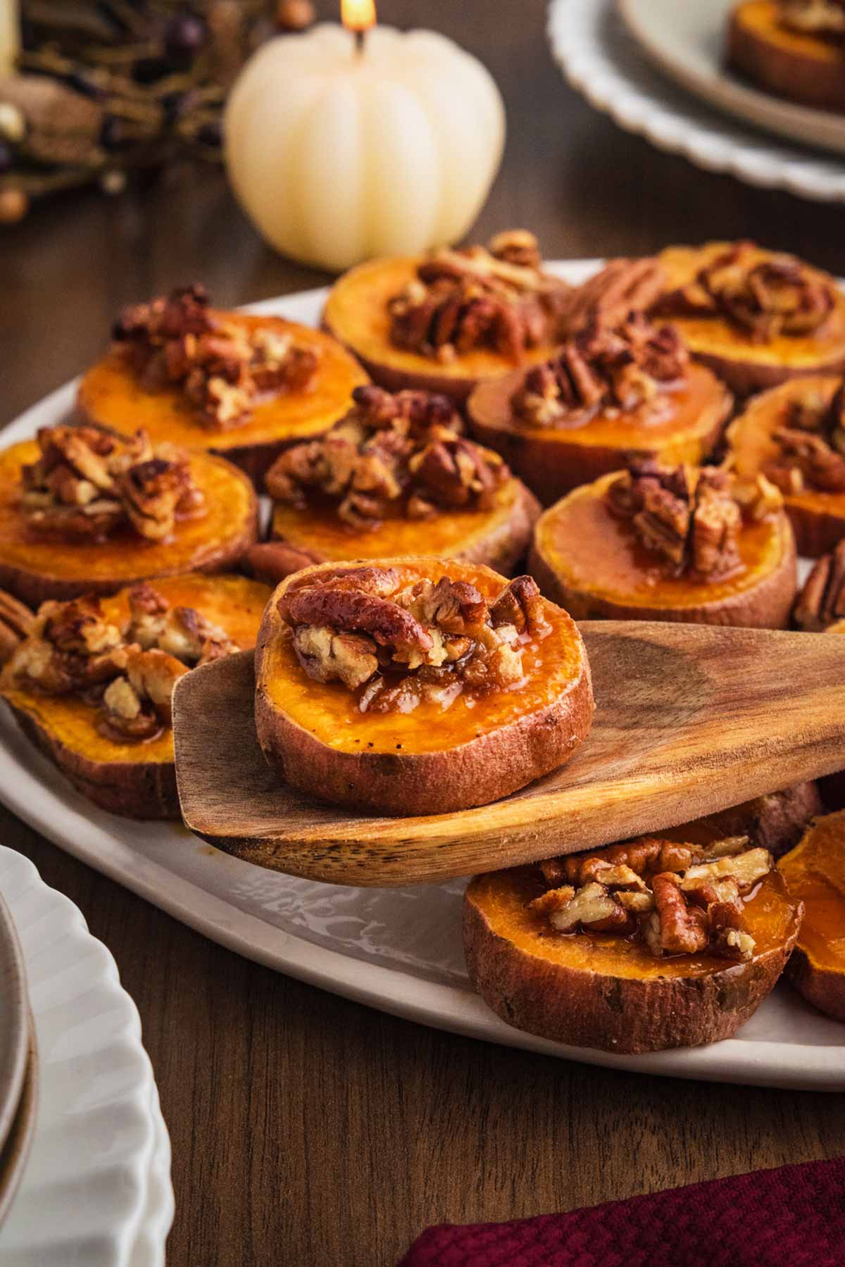 roasted sweet potato slices as a simple thanksgiving side dish