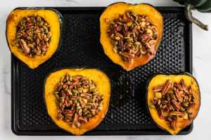 stuffed acorn squash ready to be served