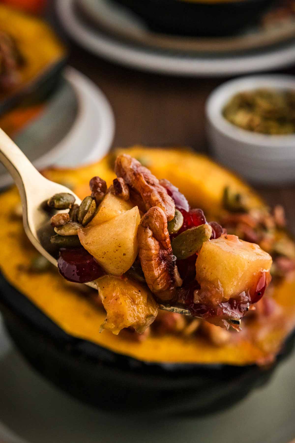 eating stuffed acorn squash