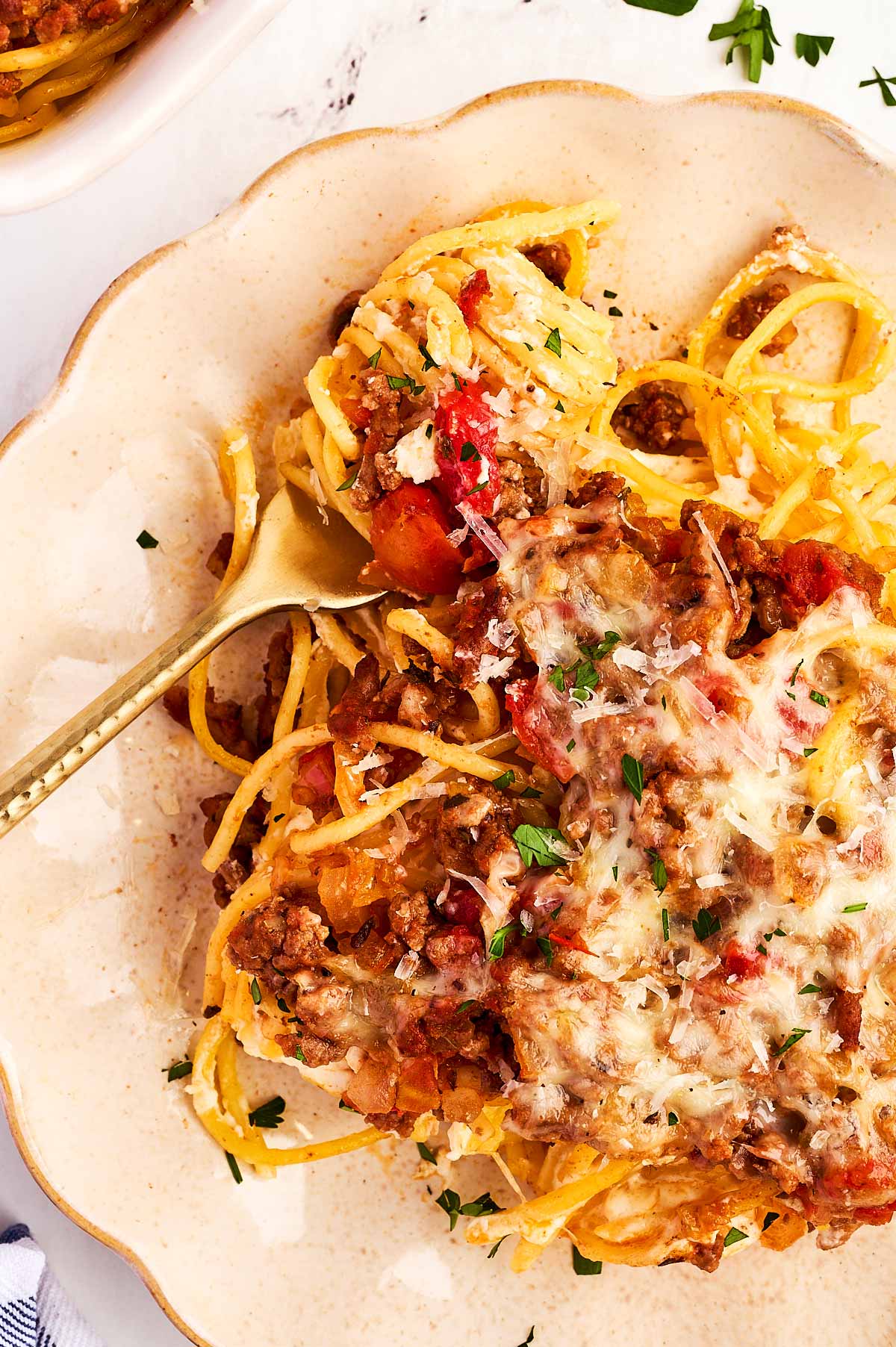 spaghetti twirled with a fork