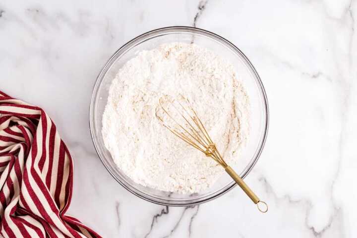 whisking dry ingredients for cookies