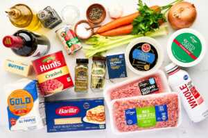 ingredients for Lasagna