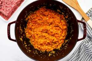 sautéing vegetables for bolognese