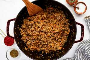 browning sausage for bolognese sauce