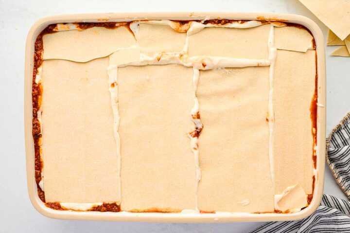 assembling lasagna layers