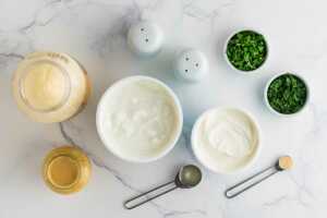 Ingredients to make dill dip.
