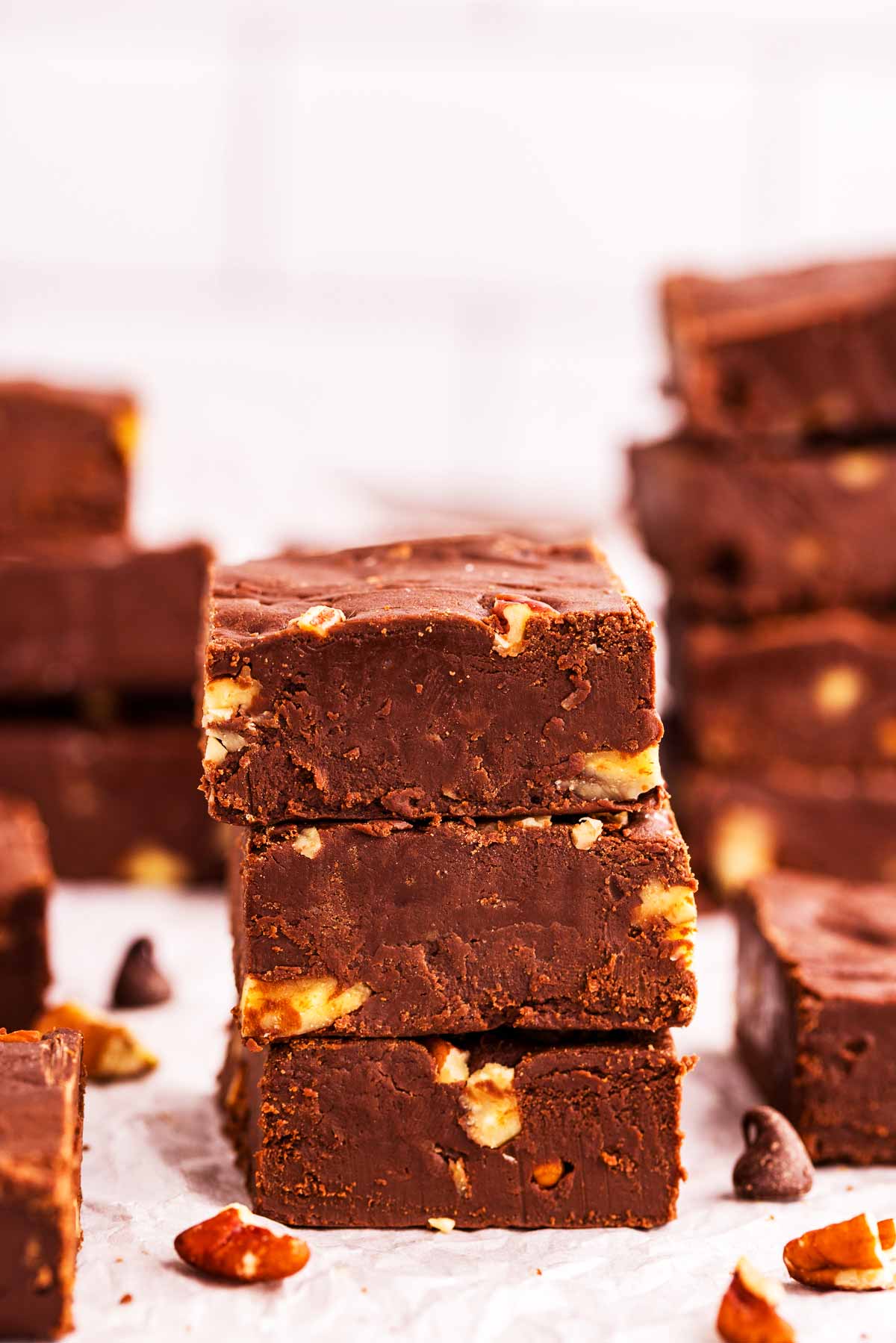 stack of chocolate fudge