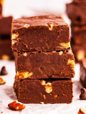 stack of chocolate fudge
