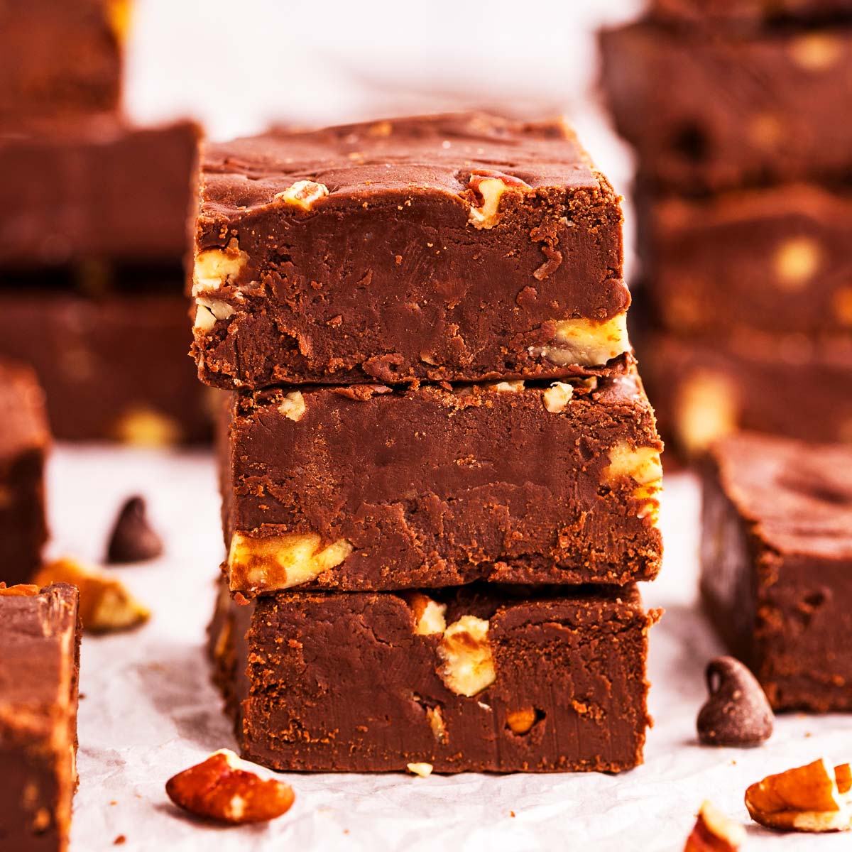 stack of chocolate fudge