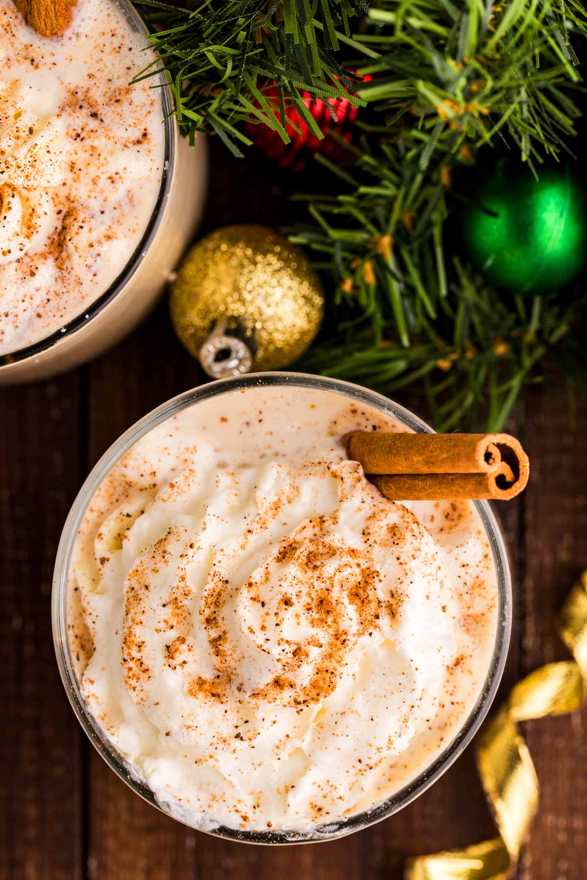 eggnog served in a Christmas setting