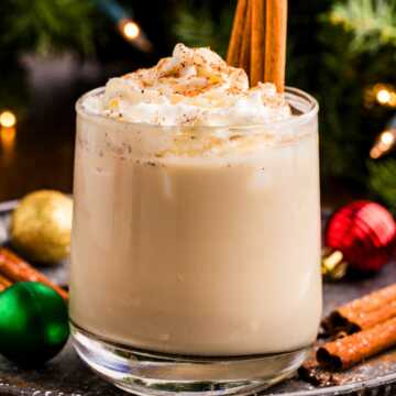 serving a glass of chilled eggnog