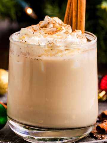 serving a glass of chilled eggnog
