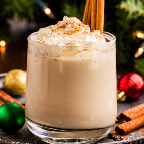 serving a glass of chilled eggnog