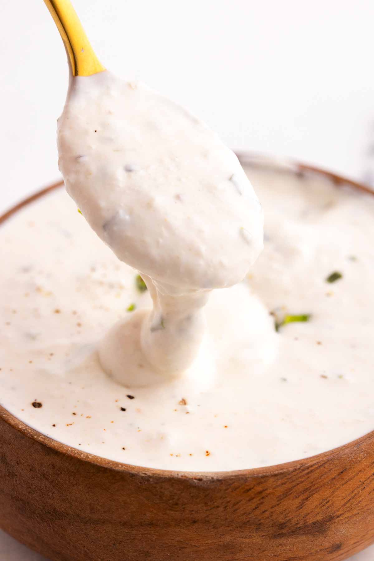 horseradish sauce on a spoon